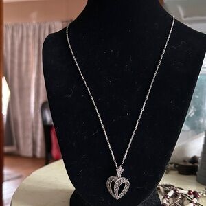 Sterling Silver and marcasite Heart Pendant Necklace